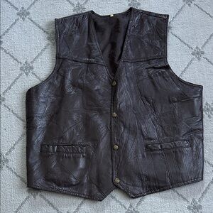 Men's Brown Leather Patchwork Vest